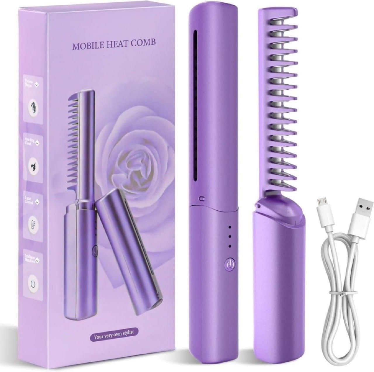 FairDealWorldShop Meneflix Portable Mini Hair Straightener Cordless Rechargeable Mini Adjustable Hair Straightener Hot Comb