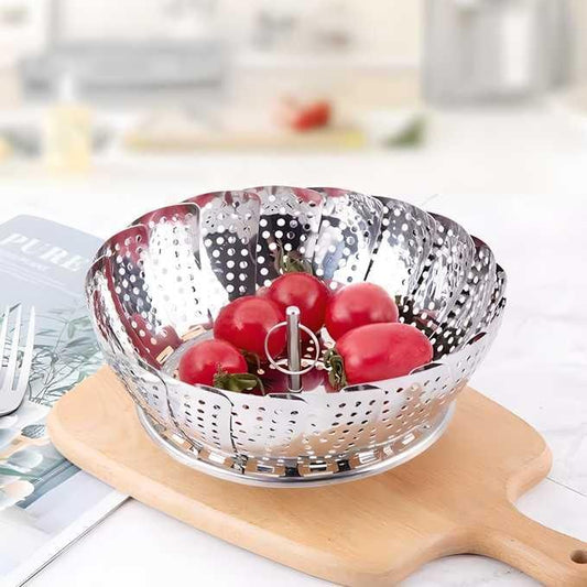 Stainless Steel Steamer Basket for Vegetables & Seafood with Safety Tool