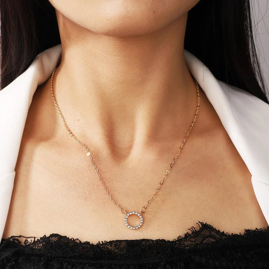 Women’s Stone Pendant Necklace with Chain Micro Plating