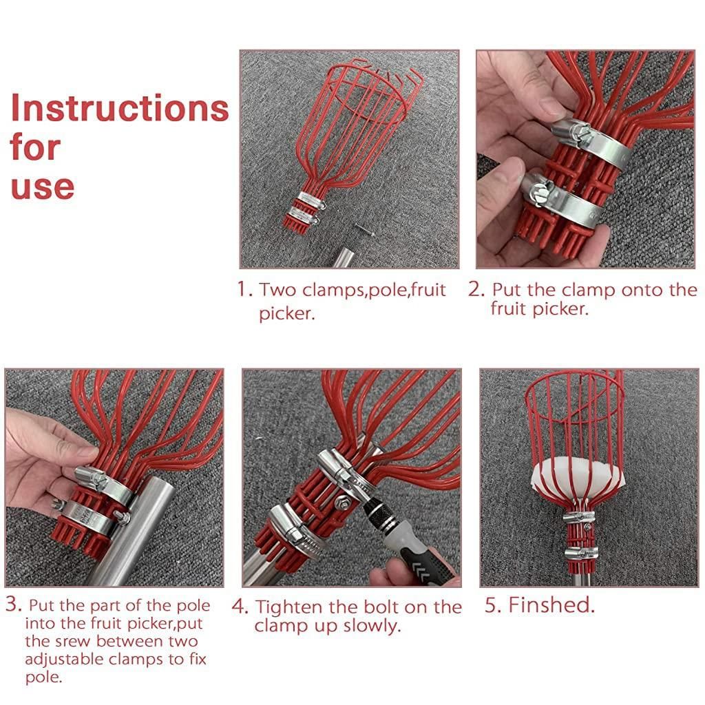 Fruit Picker Tool with Basket for Easy Harvesting