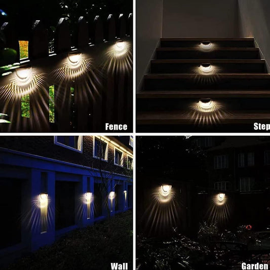 Solar Powered LED Fence Lights - Pack of 4