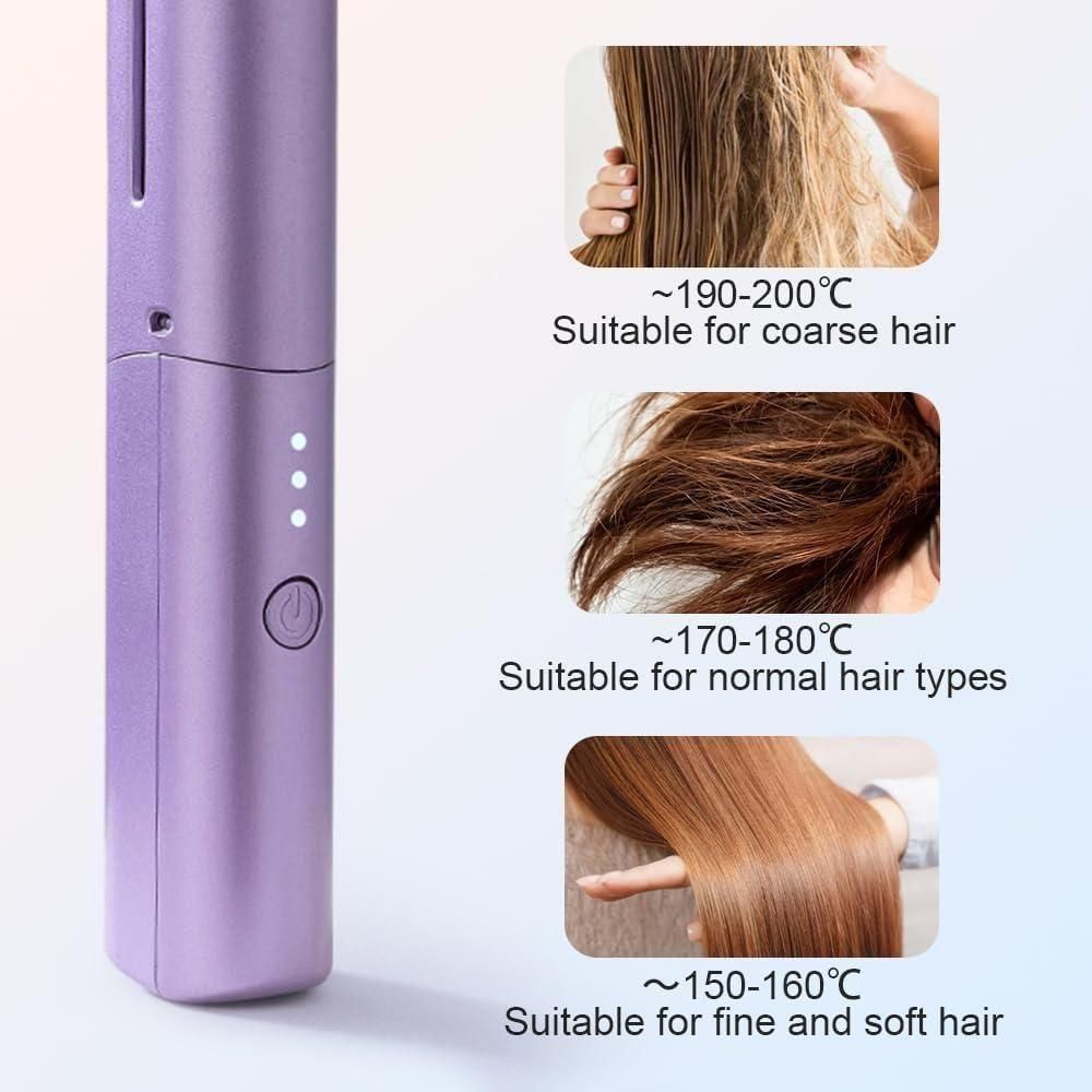 FairDealWorldShop Meneflix Portable Mini Hair Straightener Cordless Rechargeable Mini Adjustable Hair Straightener Hot Comb