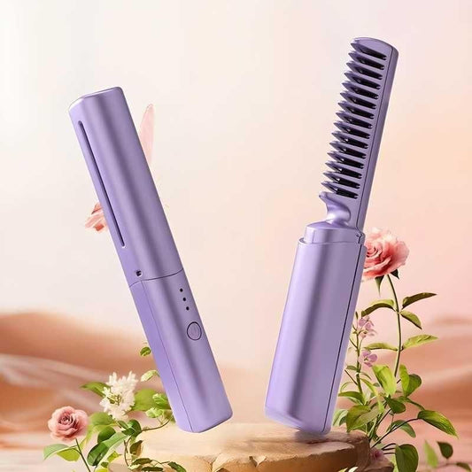 Meneflix Cordless Mini Hair Straightener – Portable Adjustable Hot Comb