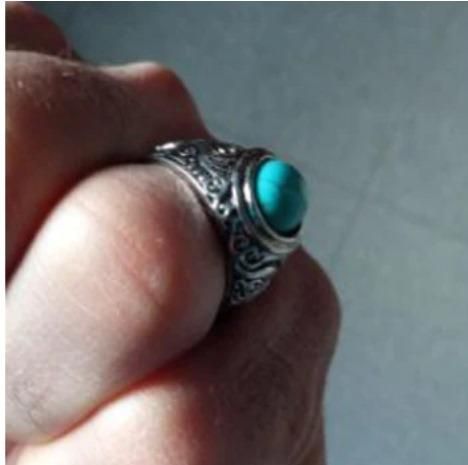 FairDealWorldShop Men Silver-Plated Blue Stone Studded Oxidized Ring
