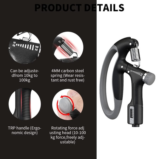 Adjustable Hand Grip Strength Trainer with Counter