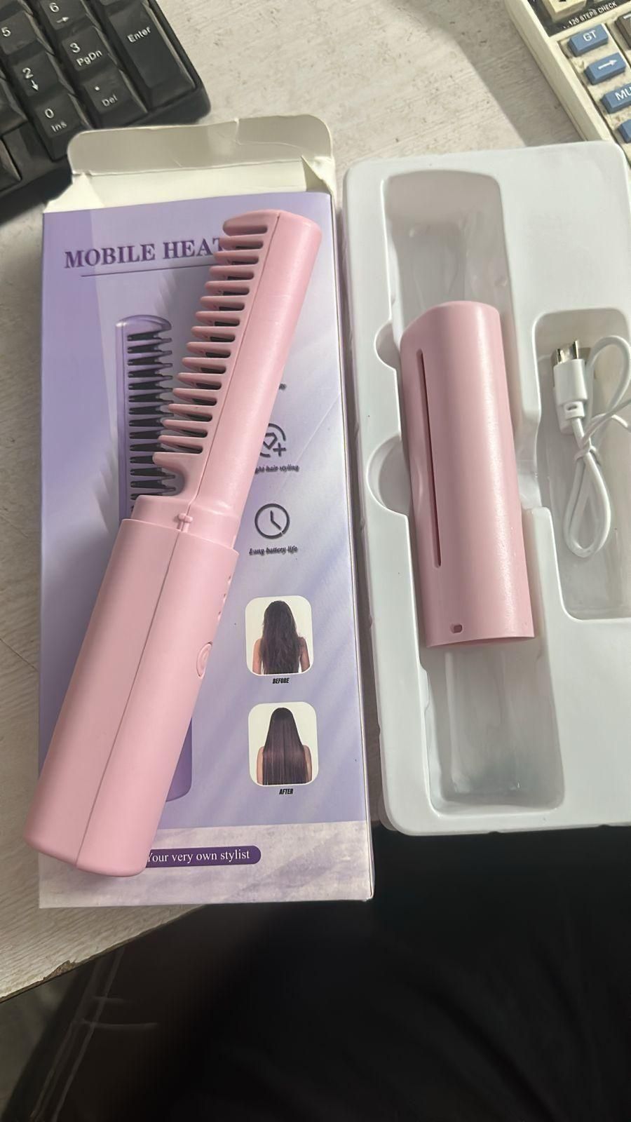 FairDealWorldShop Meneflix Portable Mini Hair Straightener Cordless Rechargeable Mini Adjustable Hair Straightener Hot Comb