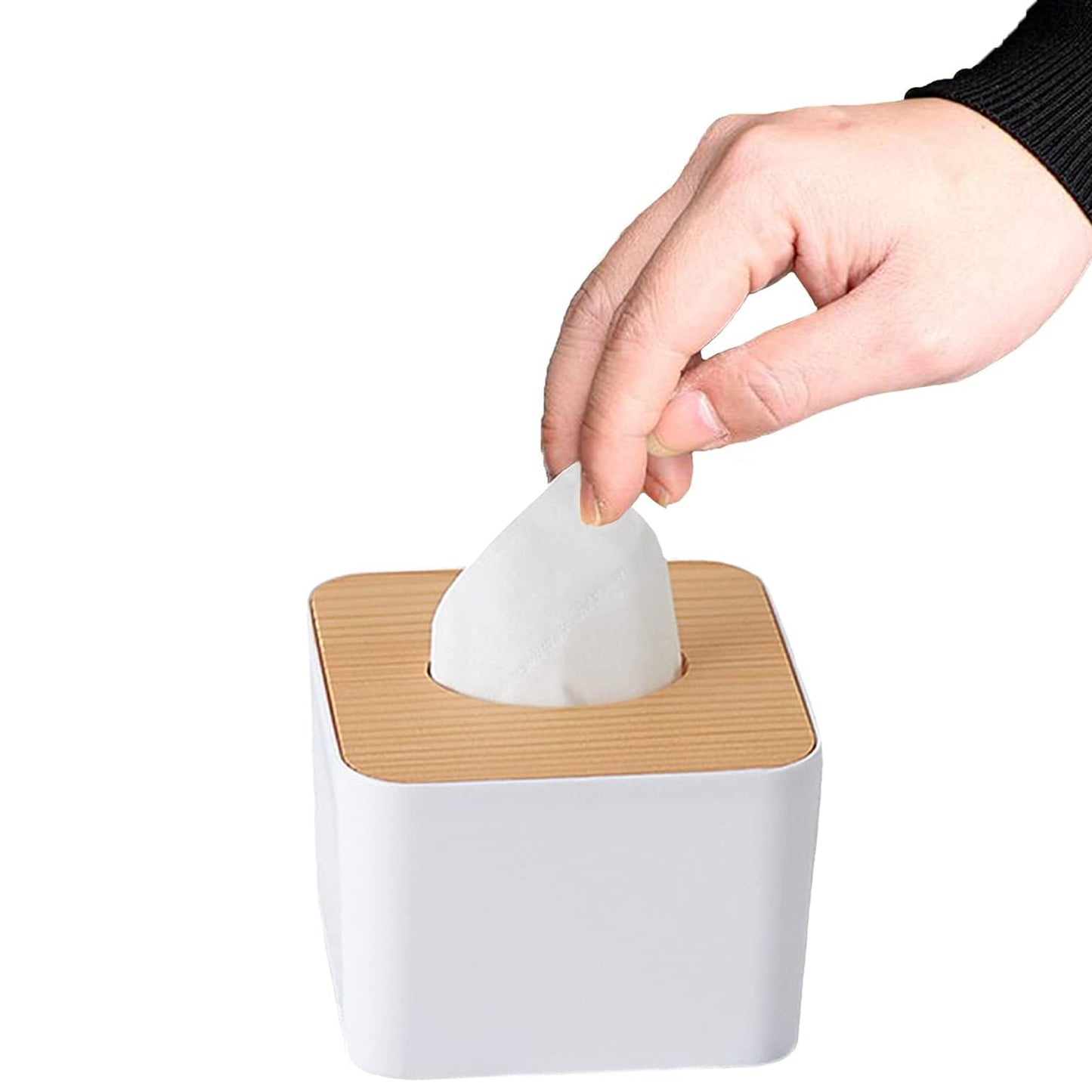 8846 Tissue Box Desktop Stand Bamboo Tissue Cover Box Rectangular Paper Towel Holder Removable Tissue Dispenser For Bathroom Vanity Countertop Bedroom Car Holder Paper Towels Dispenser (1 Pc )
