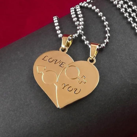 FairDealWorldShop Nest Love You Hearth Shape Gold Plated Pendant Chain For Couple