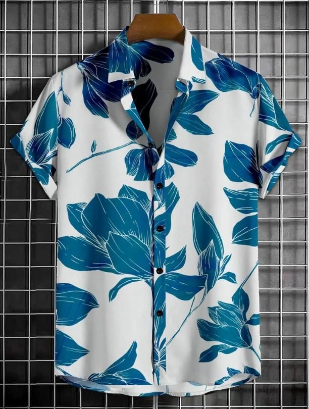FairDealWorldShop Men's Printed Half Sleeves Regular Collar Casual Shirt