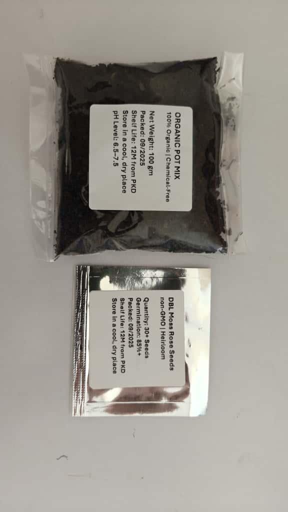 Double Moss Rose Seeds with 100g Organic Potting Mix Free