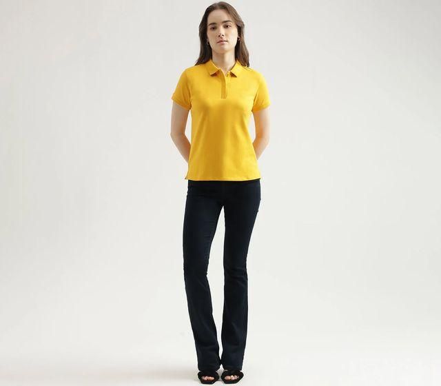 Ketex Yellow Cotton Blend Polo Neck T-Shirt