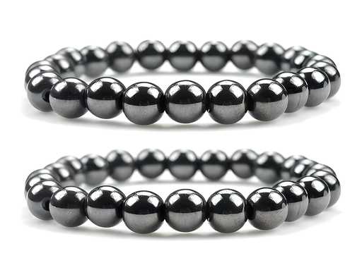 FairDealWorldShop Natural Round Beads Magnetic Hematite Crystal Stone 8mm Bracelet (Pack of 2)