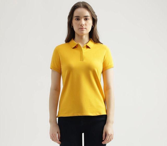 FairDealWorldShop Ketex Yellow Cotton Blend Polo Neck Tshirt