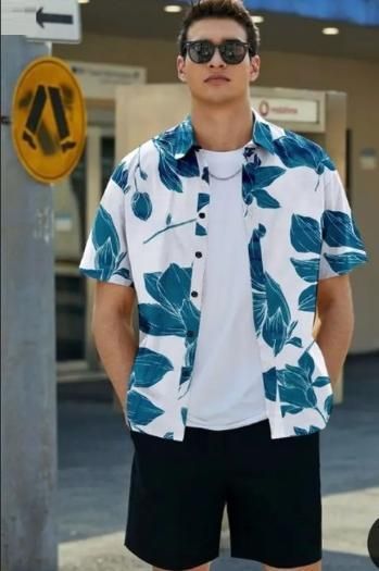 FairDealWorldShop Men's Printed Half Sleeves Regular Collar Casual Shirt