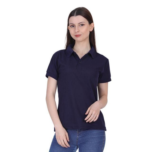 FairDealWorldShop Ketex Navy Blue Cotton Blend Polo Neck Tshirt