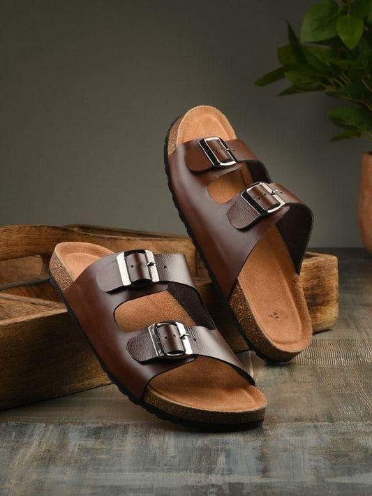 FairDealWorldShop Mens Arizona Brown Leather Slippers