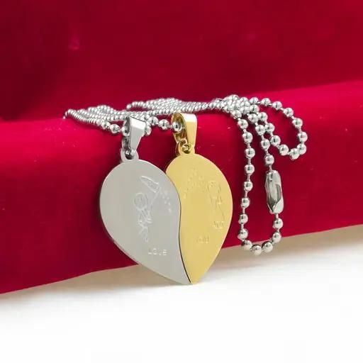 FairDealWorldShop Love You Hearth Shape Valentine Pendant with Chain Stainless Steel Pendant for Couple