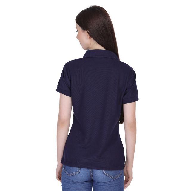 Ketex Navy Blue Cotton Blend Polo Neck T-Shirt
