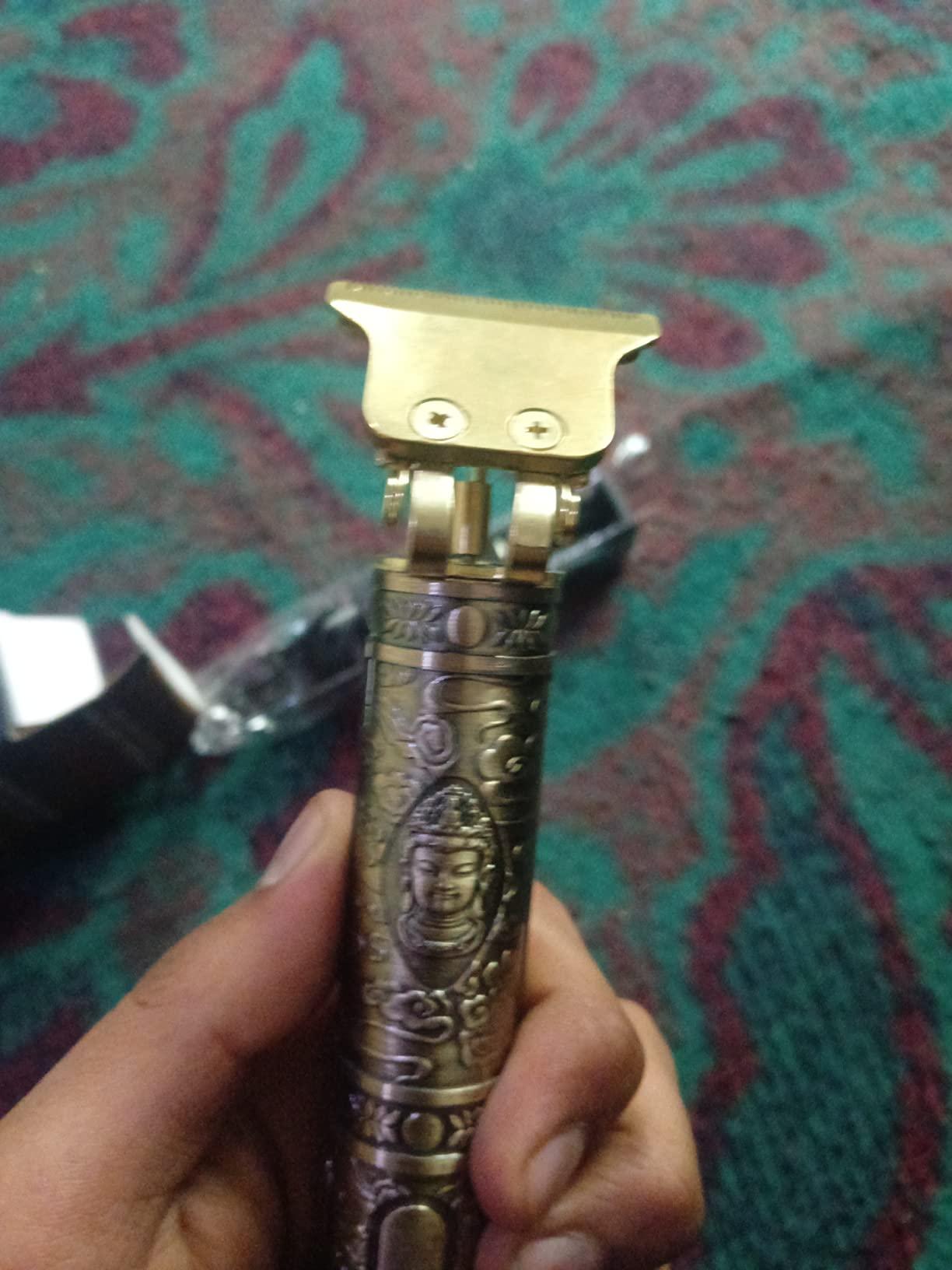 Hair Trimmer for Men Buddha Style – Adjustable Blade Professional Clipper (Golden)