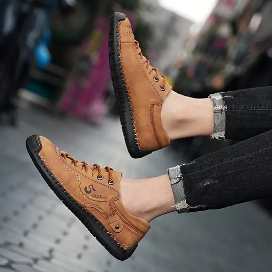FairDealWorldShop Men's Casual Leather Tan Shoes Lightweight