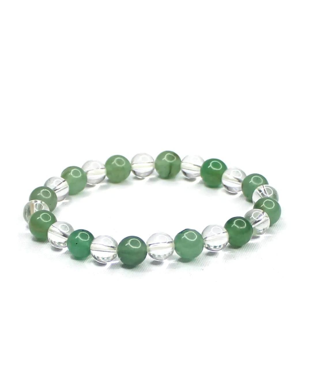 Green Aventurine and Clear Stone Bracelet – Pack of 2