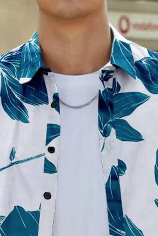 FairDealWorldShop Men's Printed Half Sleeves Regular Collar Casual Shirt