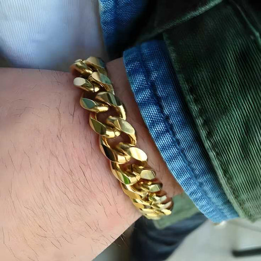 FairDealWorldShop Gold Cuban Bracelet Men