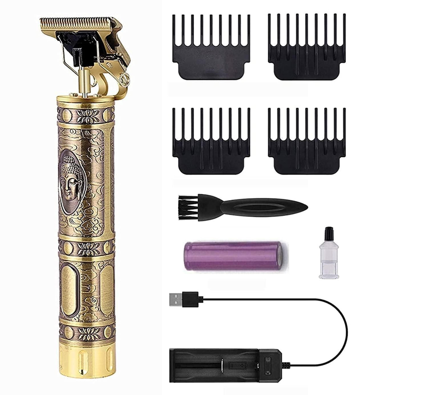 Hair Trimmer for Men Buddha Style – Adjustable Blade Professional Clipper (Golden)