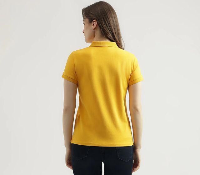 Ketex Yellow Cotton Blend Polo Neck T-Shirt