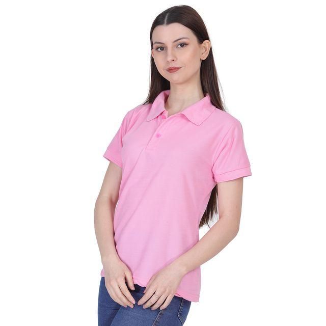 Ketex Pink Cotton Blend Polo Neck T-Shirt