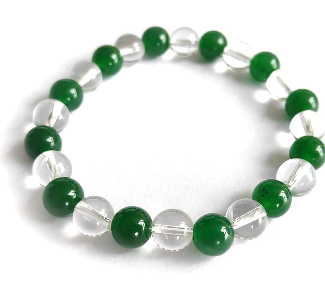Green Aventurine and Clear Stone Bracelet – Pack of 2