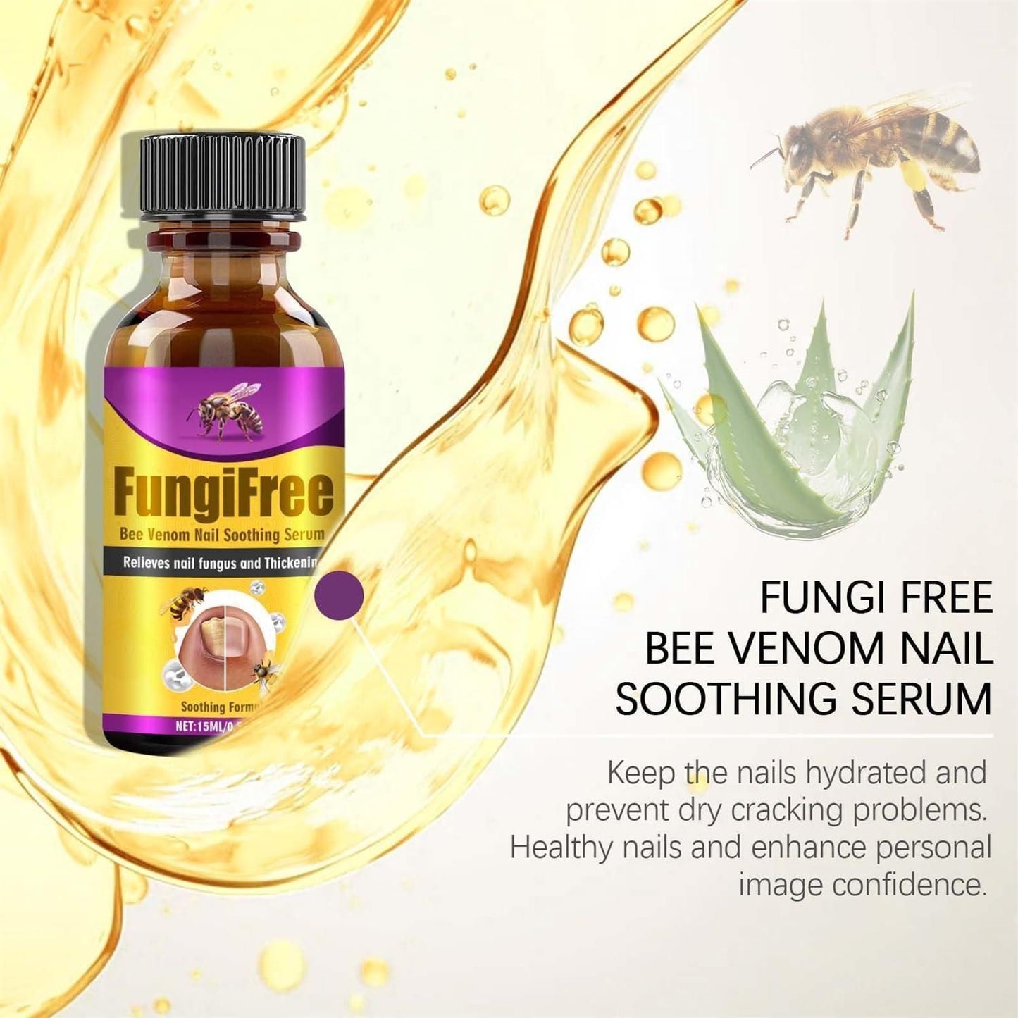 Fungi-Free Bee Venom Nail Treatment Serum - 15ml, Pack of 2