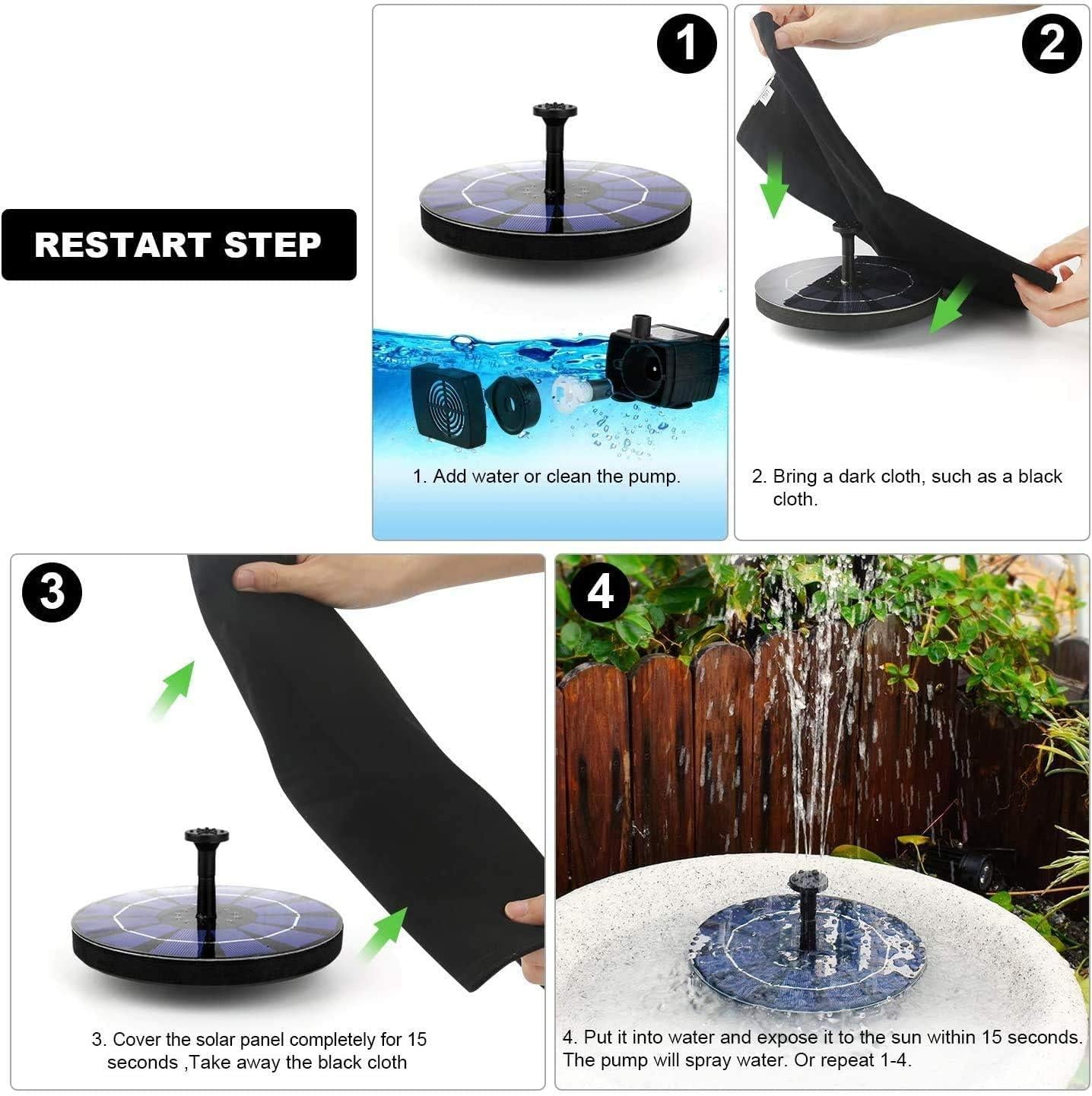Solar Powered Floating Fountain Water Pump for Pools & Gardens