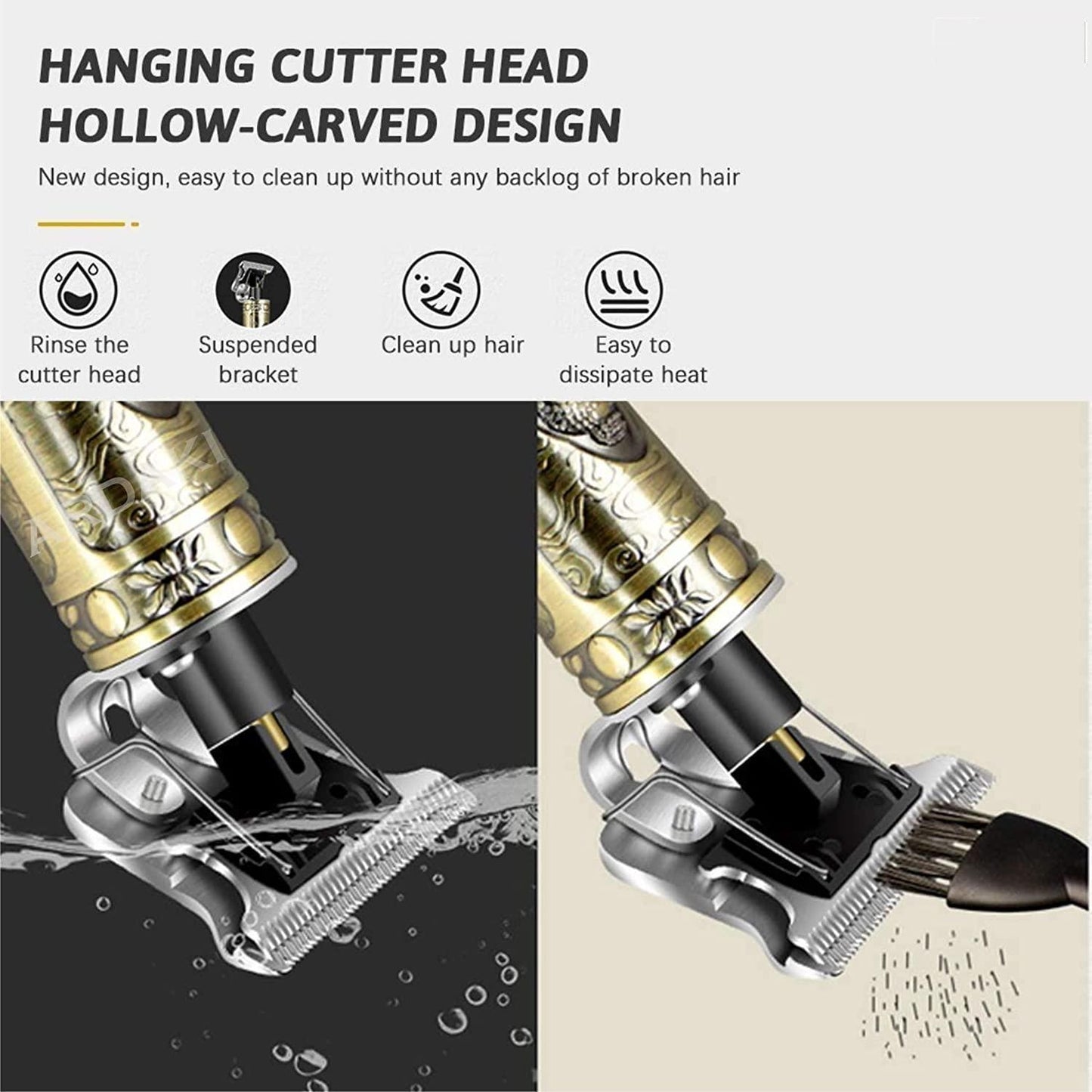 Hair Trimmer for Men Buddha Style – Adjustable Blade Professional Clipper (Golden)