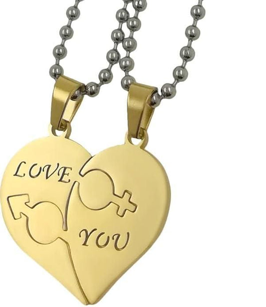 FairDealWorldShop Nest Love You Hearth Shape Gold Plated Pendant Chain For Couple