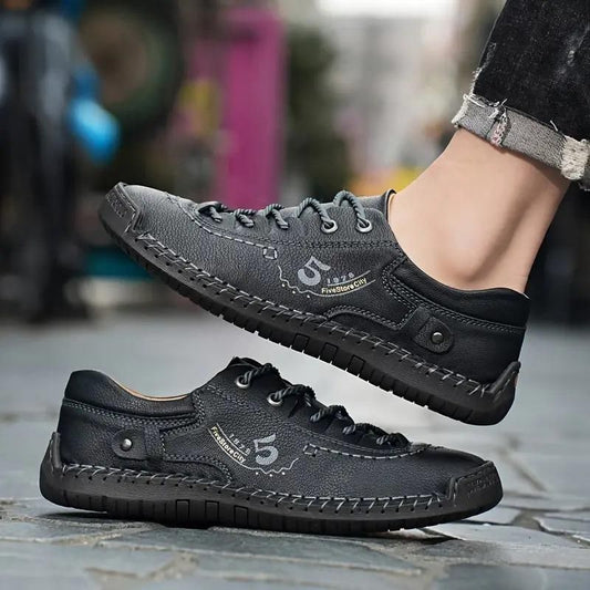 FairDealWorldShop Men's Casual Leather Black Shoes Lightweight