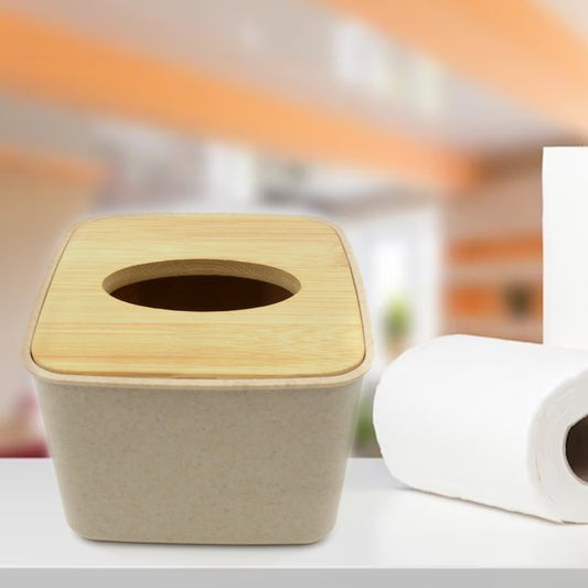 8846 Tissue Box Desktop Stand Bamboo Tissue Cover Box Rectangular Paper Towel Holder Removable Tissue Dispenser For Bathroom Vanity Countertop Bedroom Car Holder Paper Towels Dispenser (1 Pc )